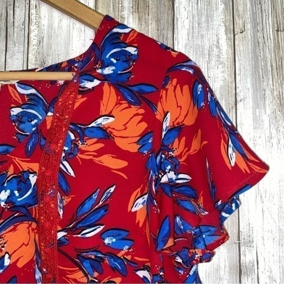 Pioneer Woman Red Floral Blouse - Picture 3 of 6